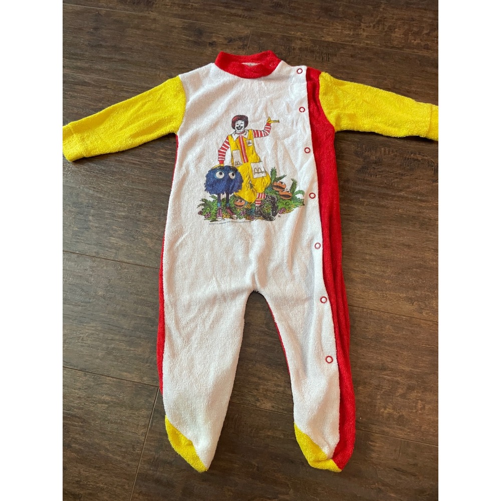 McDonald's Sleeper Infant 2B Red Yellow Ronald McDonald Grimace Vintage 6 Months